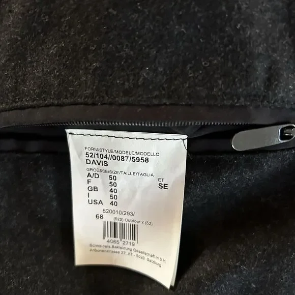 Schneiders Salzburg Men's Black Microfiber Trench Coat Wool Blend Lining Size 40